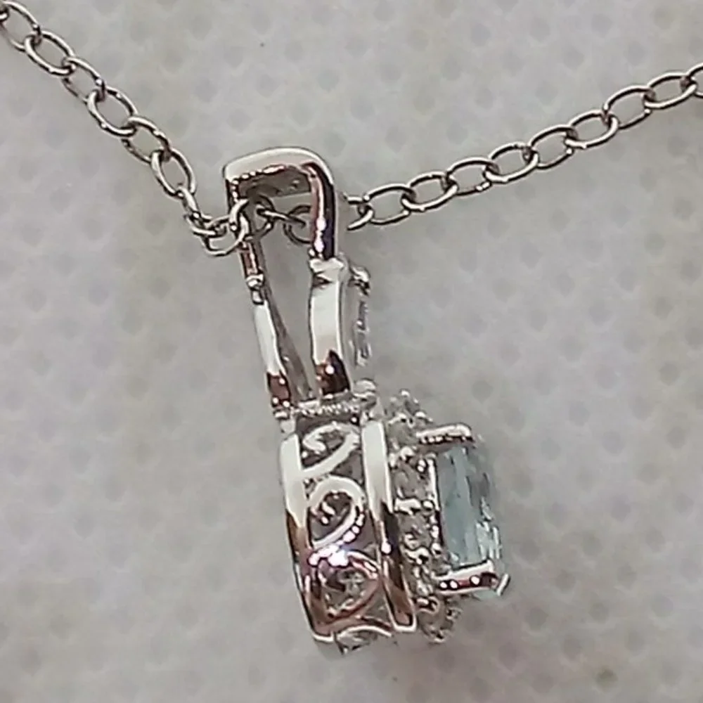 FREE WITH ANY NECKLACE PURCHASE, genuine  blue aquamarine necklace - Picture 4 of 10
